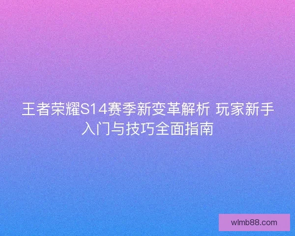王者荣耀S14赛季新变革解析 玩家新手入门与技巧全面指南