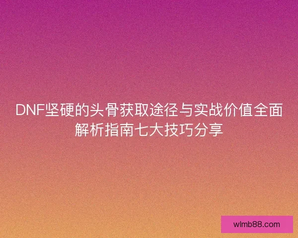 DNF坚硬的头骨获取途径与实战价值全面解析指南七大技巧分享
